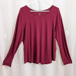 Dress Barn Long-Sleeve T-shirt Blouse Maroon XL